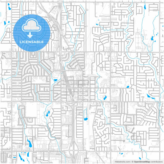 Moore, Oklahoma, United States, city map with high resolution roads.