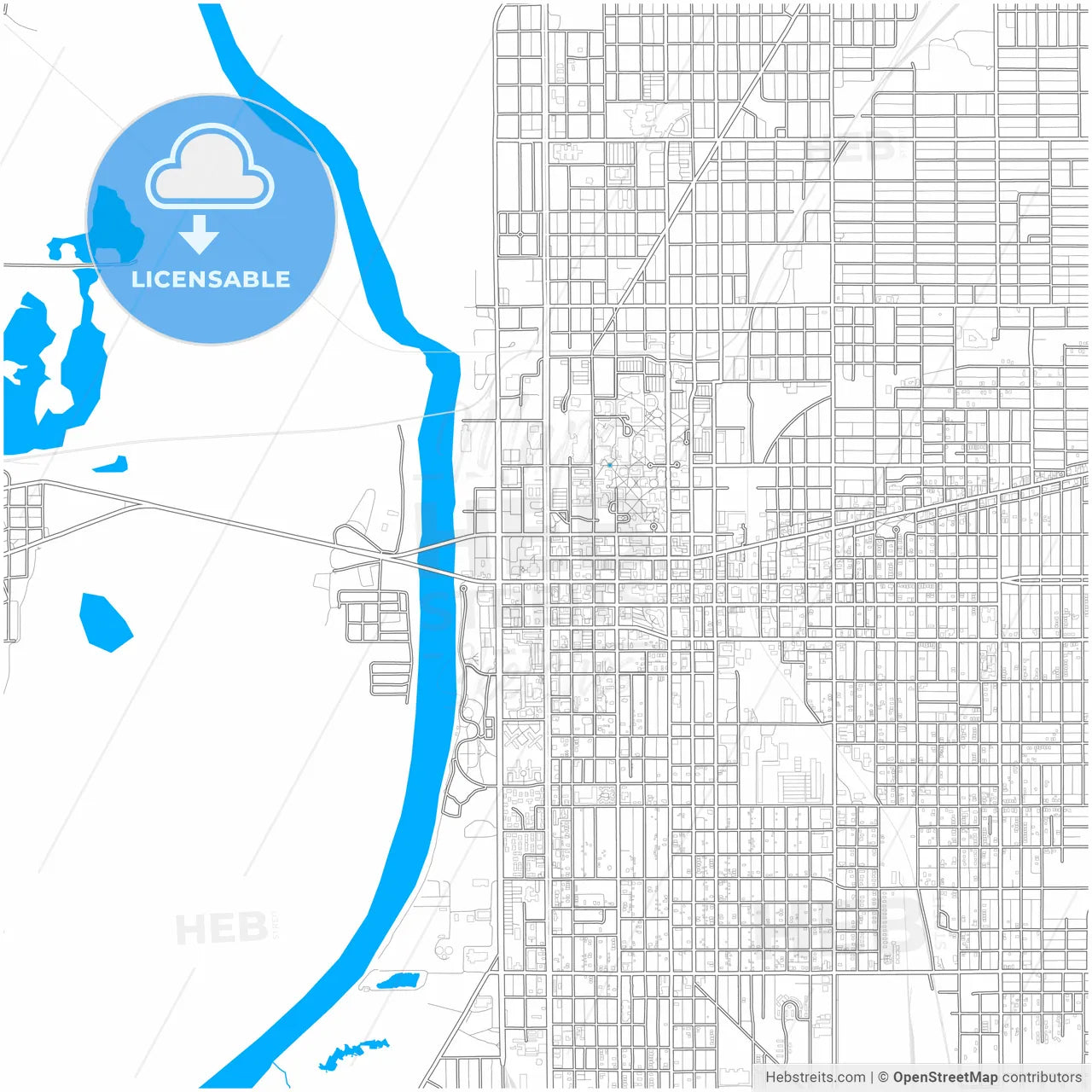 Terre Haute, Indiana, United States, city map with high resolution roads.