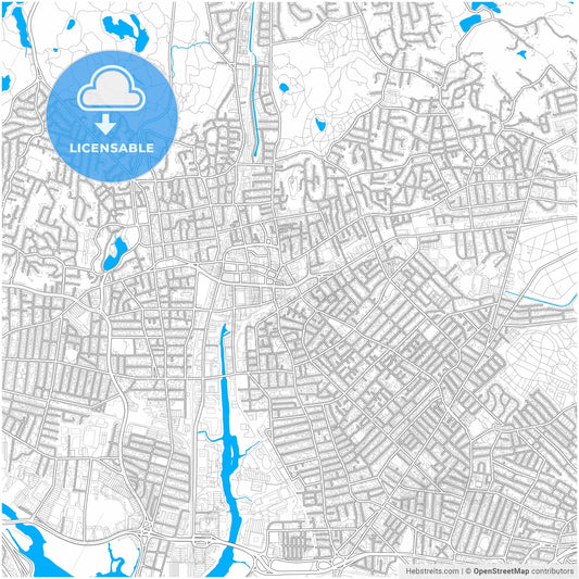 Malden, Massachusetts, United States, city map with high resolution roads.