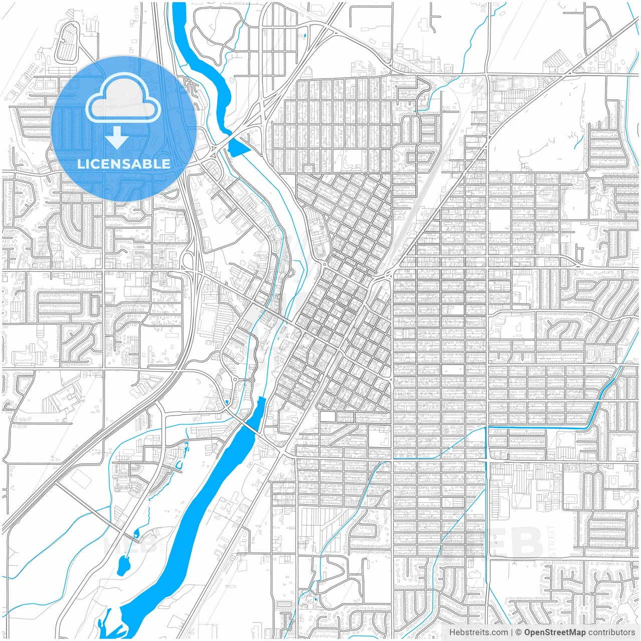 Idaho Falls, Idaho, United States, city map with high resolution roads.