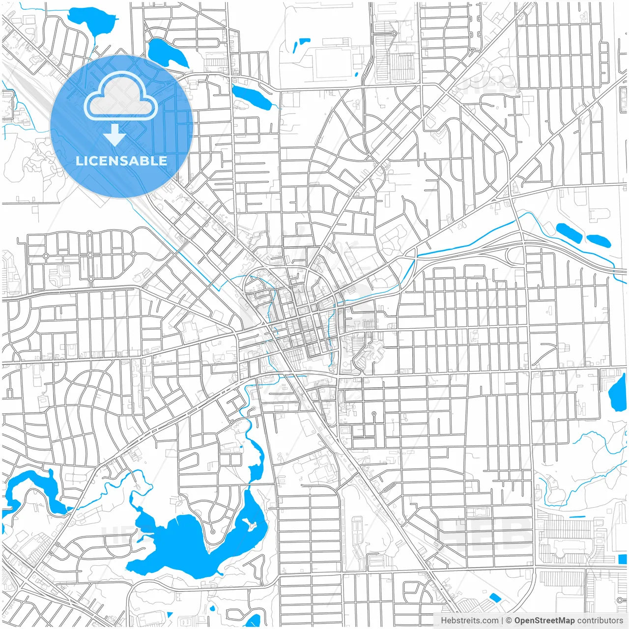 Pontiac, Michigan, United States, city map with high resolution roads.