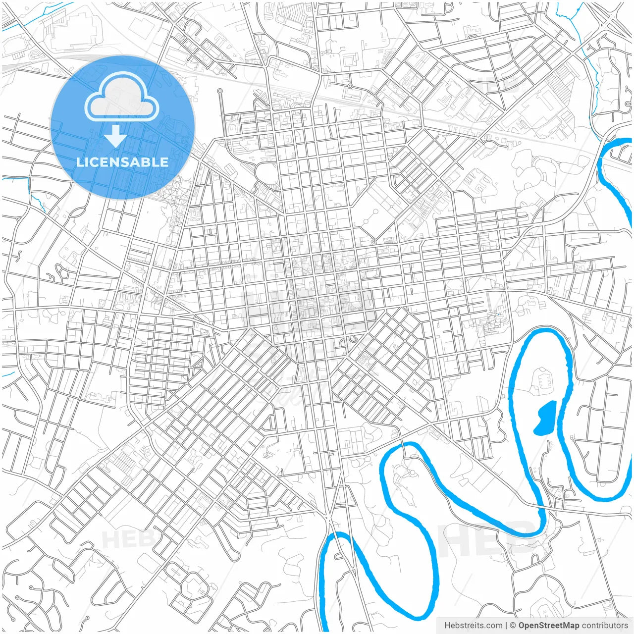 Lancaster, Pennsylvania, United States, city map with high resolution roads.