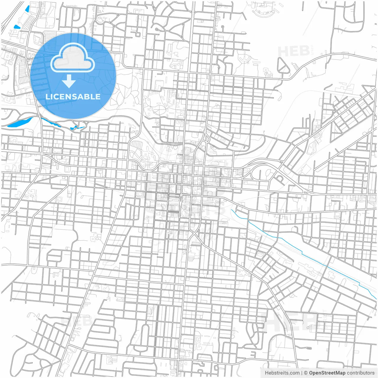 Springfield, Ohio, United States, city map with high resolution roads.