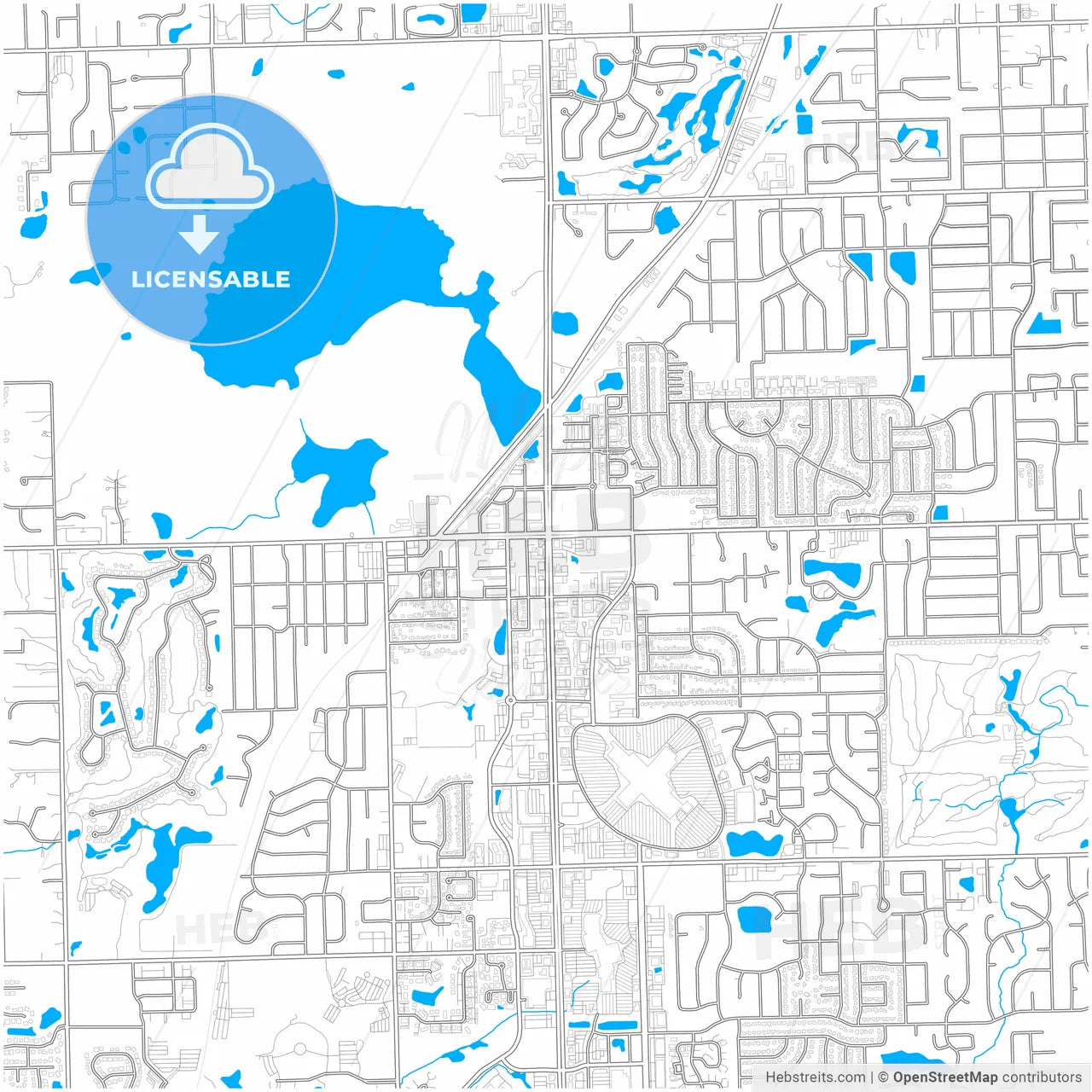 Orland Park, Illinois, United States, city map with high resolution roads.