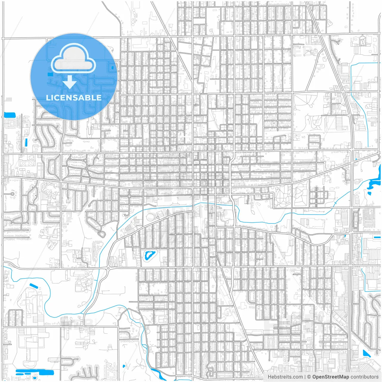 Kokomo, Indiana, United States, city map with high resolution roads.