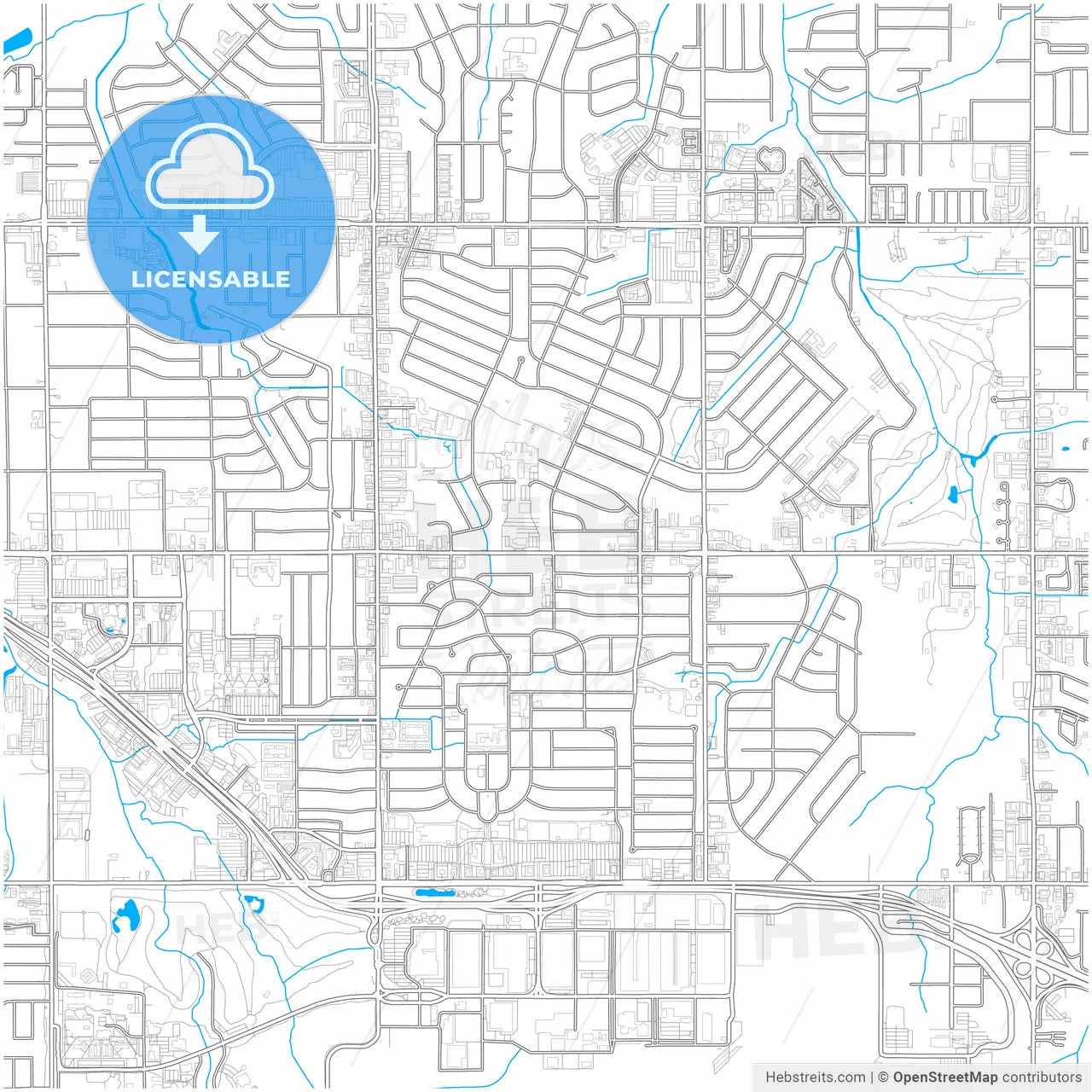 Midwest City, Oklahoma, United States, city map with high resolution roads.