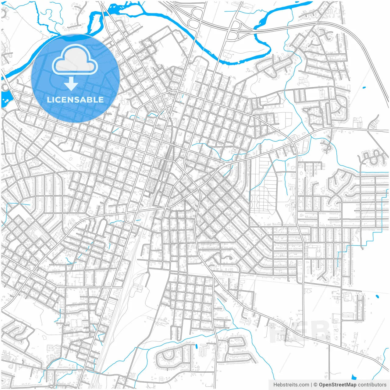 Rocky Mount, North Carolina, United States, city map with high resolution roads.