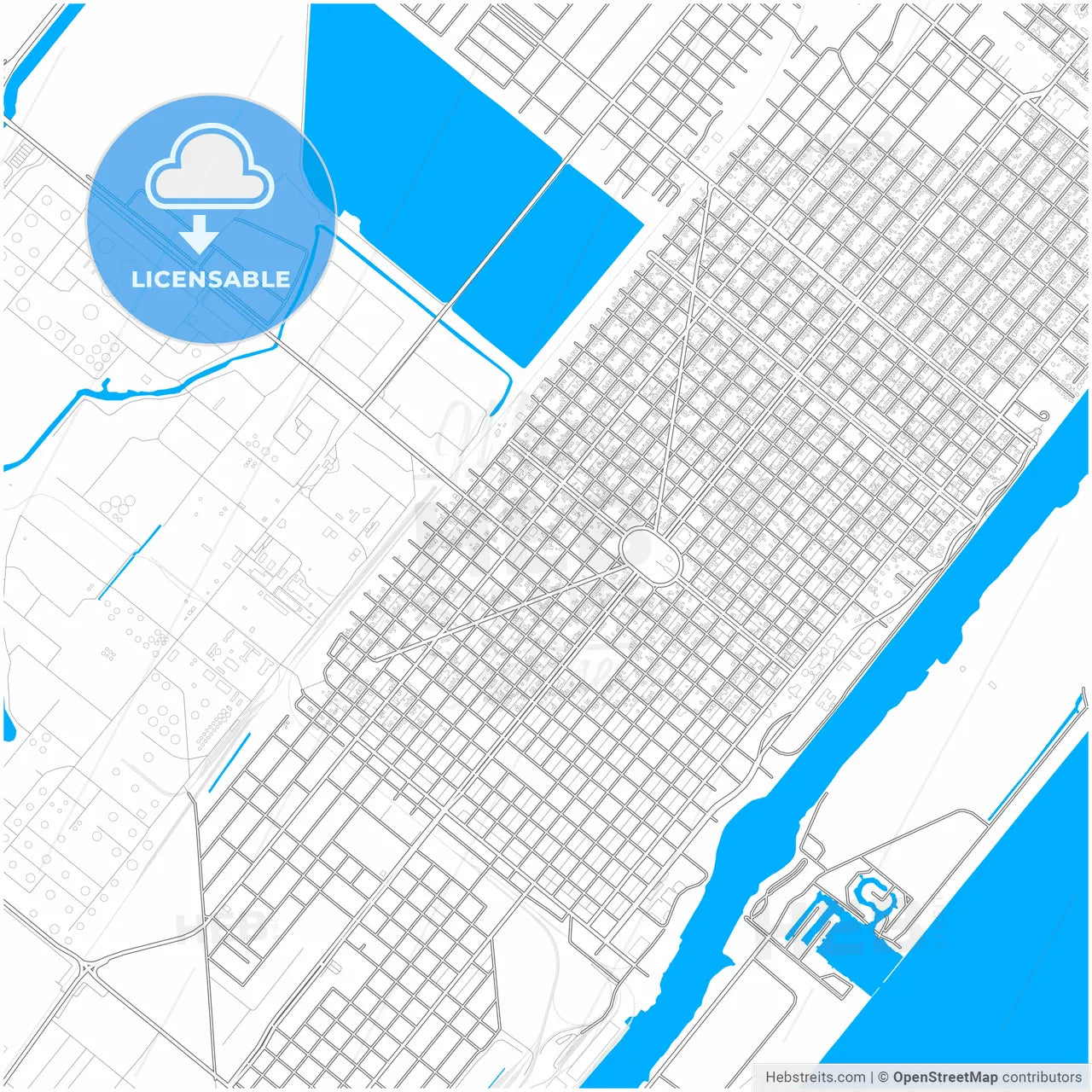 Port Arthur, Texas, United States, city map with high resolution roads.