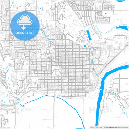 Manhattan, Kansas, United States, city map with high resolution roads.