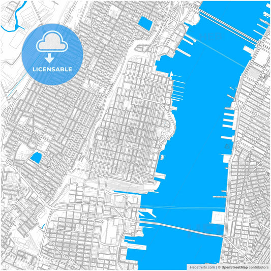 Hoboken, New Jersey, United States, city map with high resolution roads.