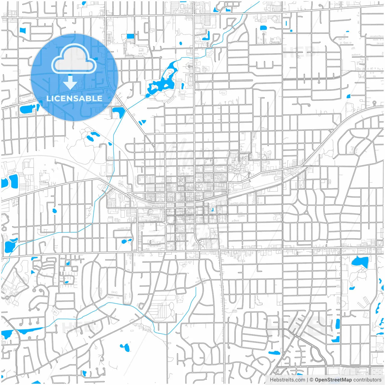 Wheaton, Illinois, United States, city map with high resolution roads.