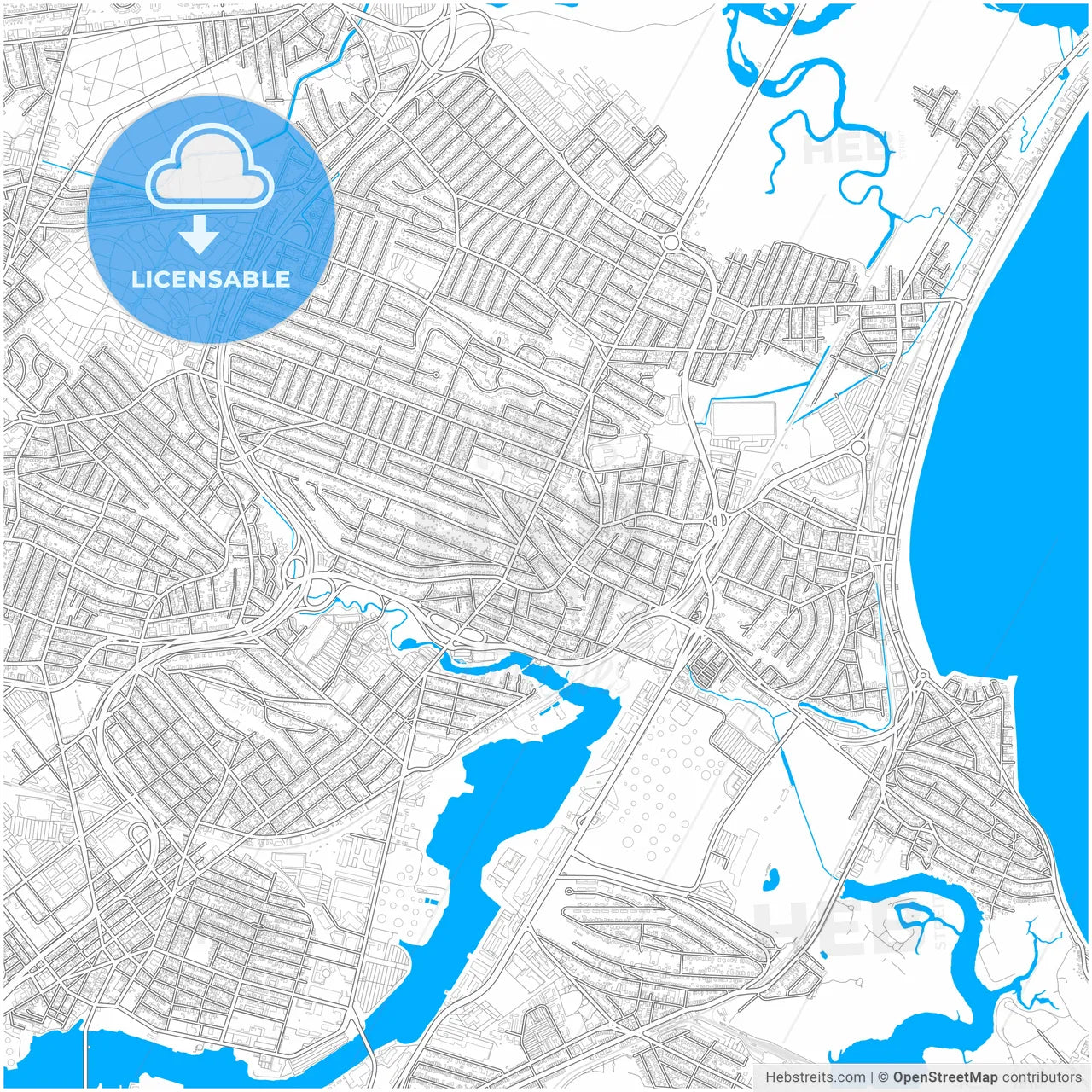 Revere, Massachusetts, United States, city map with high resolution roads.