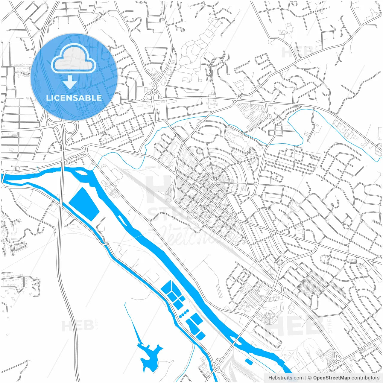 Kingsport, Tennessee, United States, city map with high resolution roads.