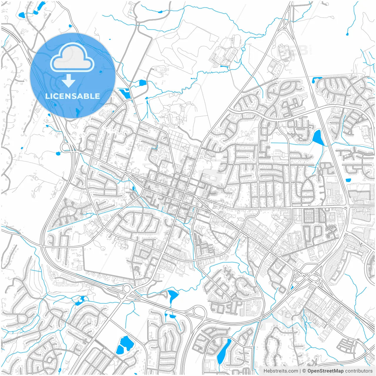 Leesburg, Virginia, United States, city map with high resolution roads.