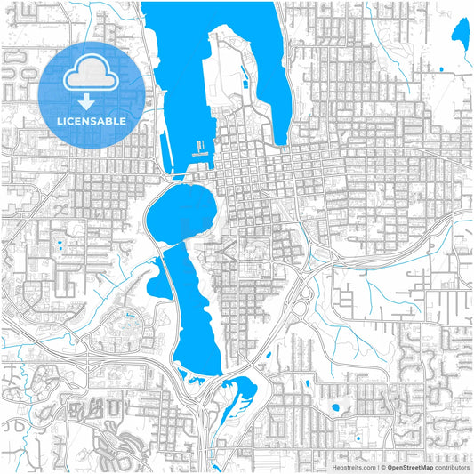 Olympia, Washington, United States, city map with high resolution roads.