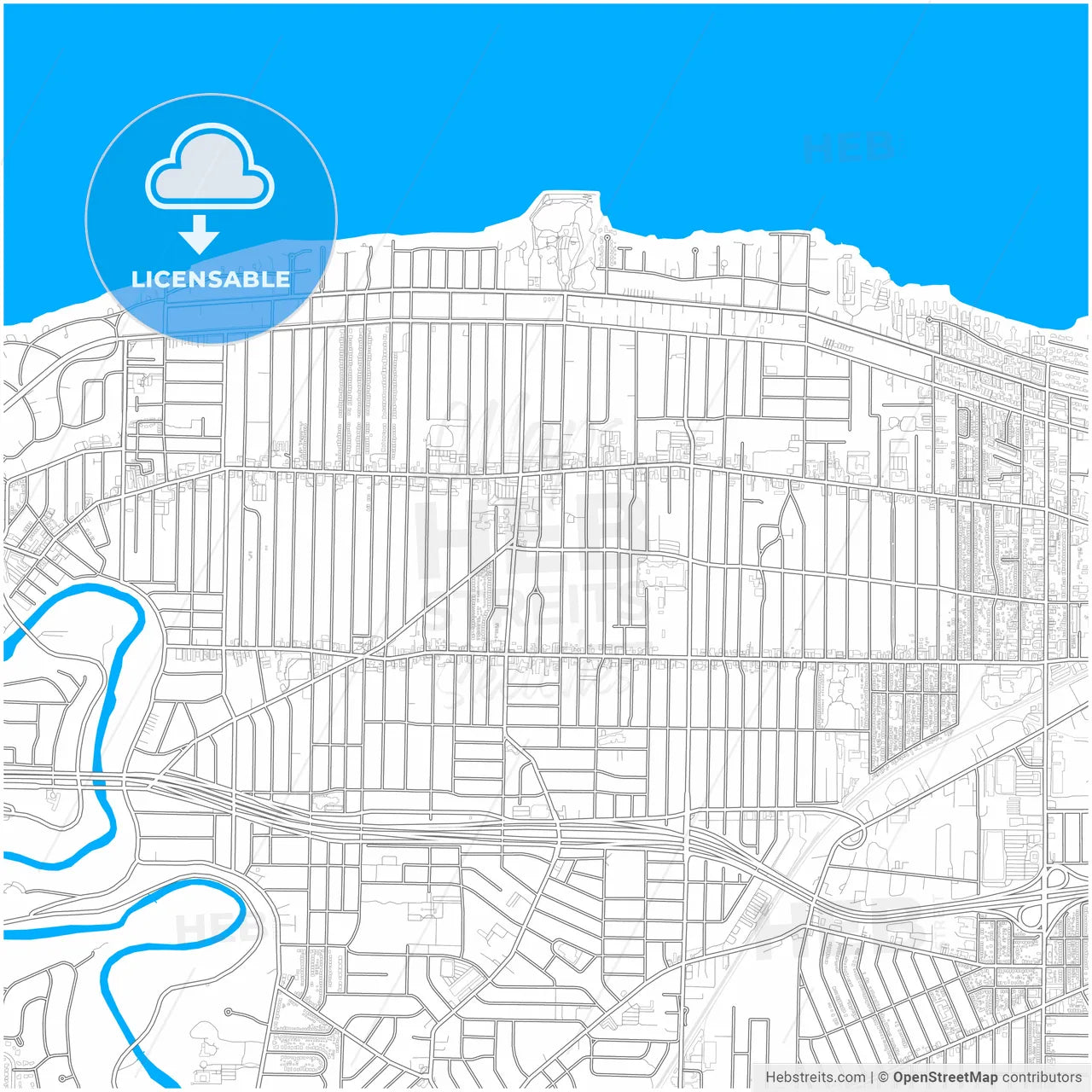 Lakewood, Ohio, United States, city map with high resolution roads.