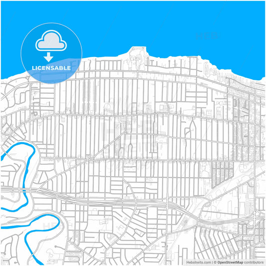 Lakewood, Ohio, United States, city map with high resolution roads.