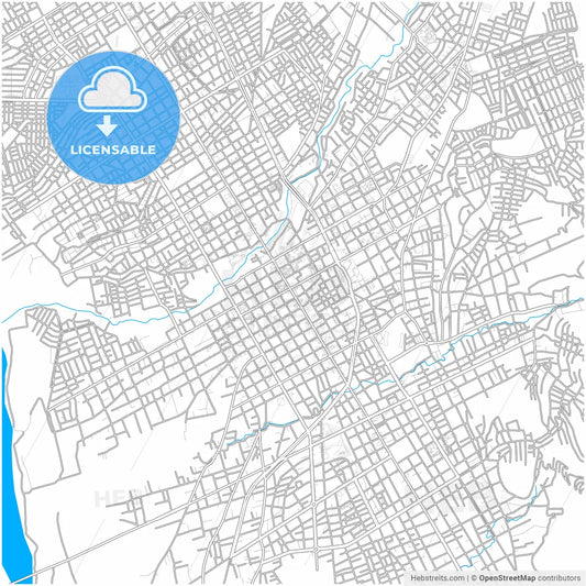 Huancayo, Peru, city map with high resolution roads.