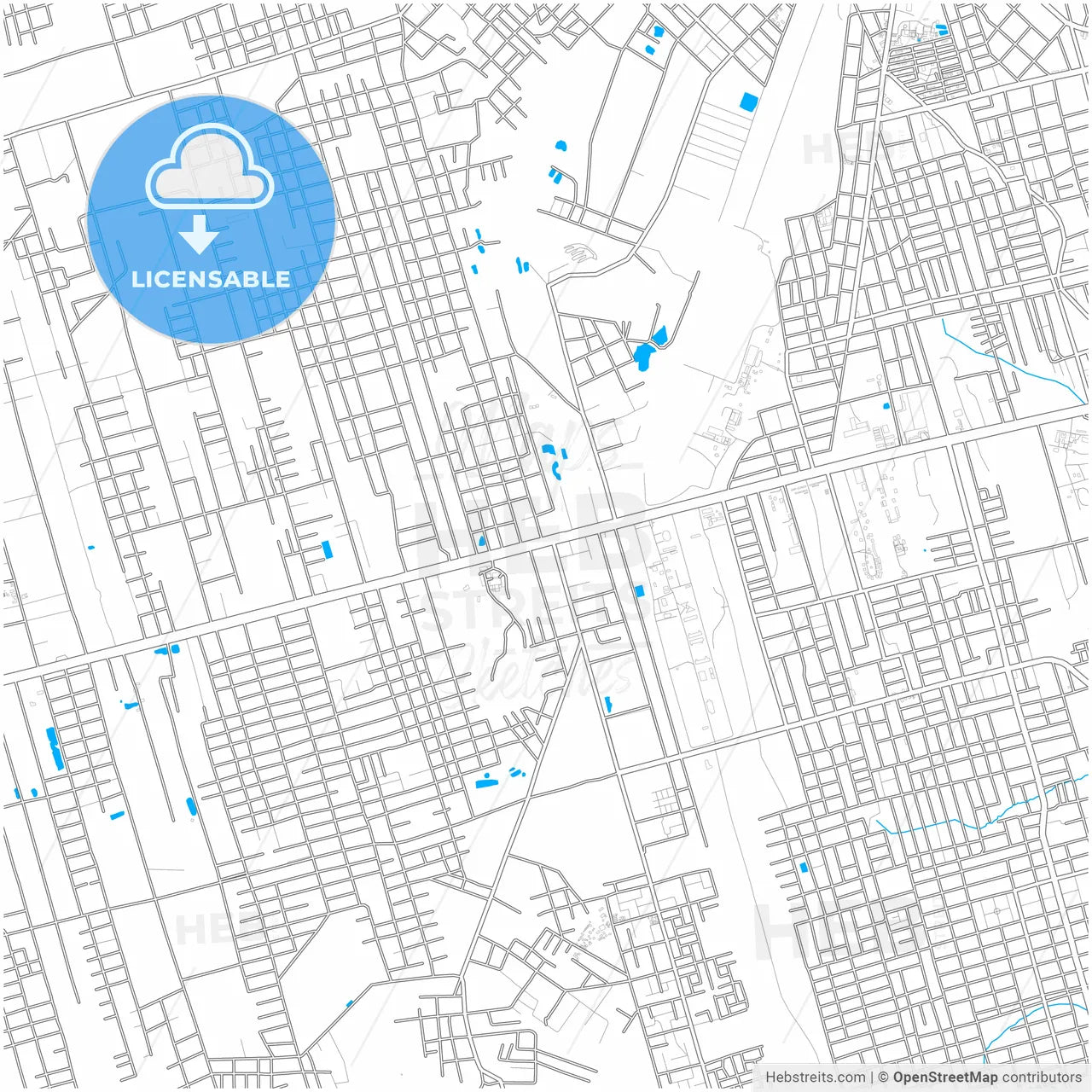 Pucallpa, Peru, city map with high resolution roads.