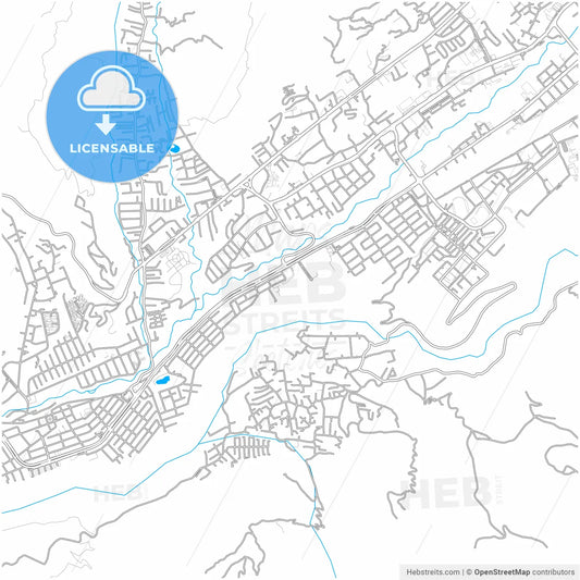 Merida, Venezuela, city map with high resolution roads.