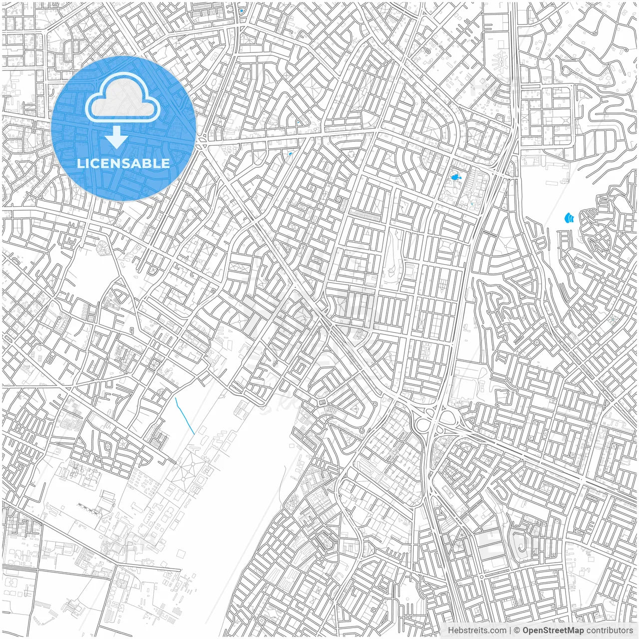 Santiago de Surco, Peru, city map with high resolution roads.