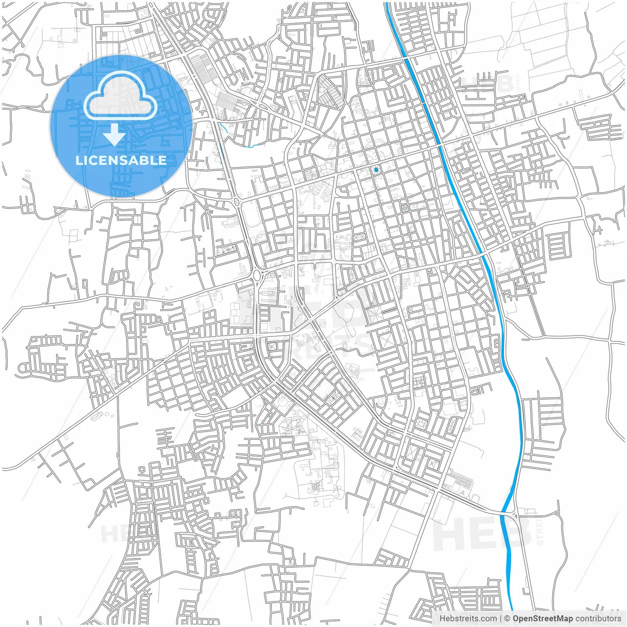 Ica, Peru, city map with high resolution roads.