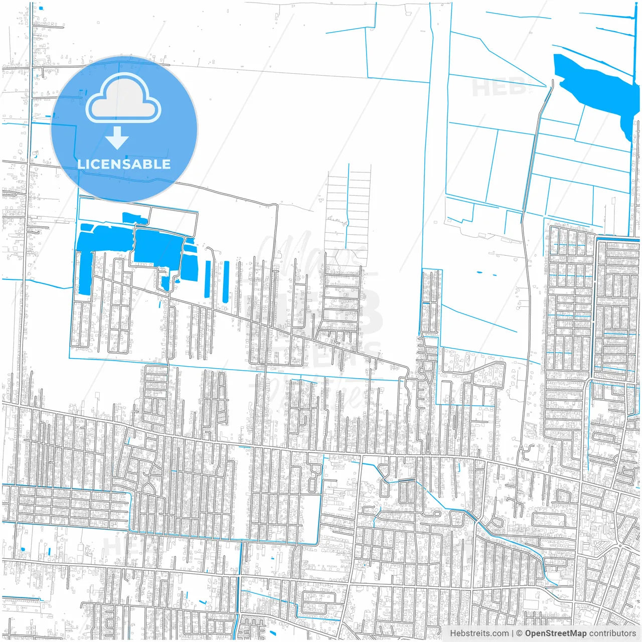 Paramaribo, Suriname, city map with high resolution roads.