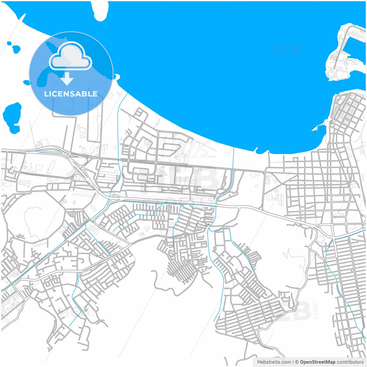 Puerto Cabello, Venezuela, city map with high resolution roads.