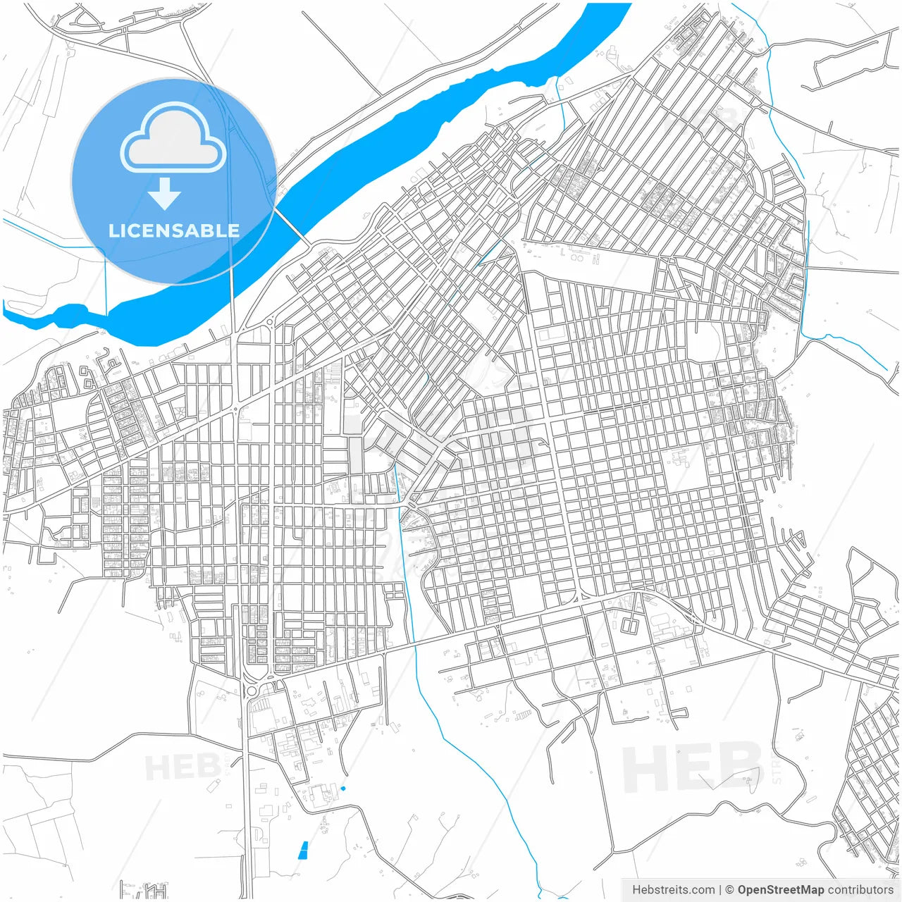 Sullana, Peru, city map with high resolution roads.