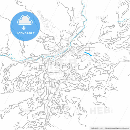 Los Teques, Venezuela, city map with high resolution roads.
