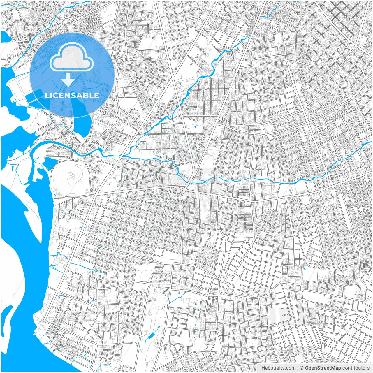 Lambare, Paraguay, city map with high resolution roads.
