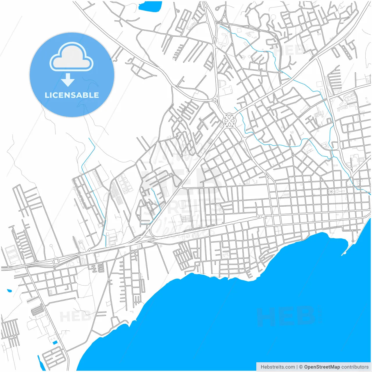 Porlamar, Venezuela, city map with high resolution roads.