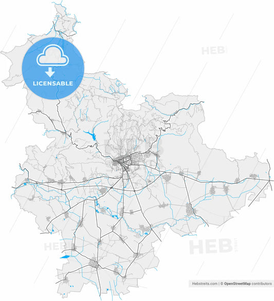 Сливен, Bulgaria, high resolution vector map - Instant download PDF and JPG