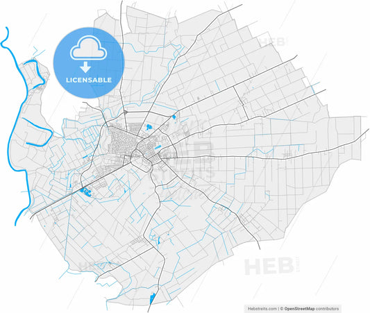 Hódmezővásárhely, Csongrád, Hungary, high resolution vector map - Instant download PDF and JPG