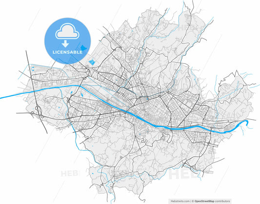 Florence, Tuscany, Italy, high resolution vector map - Instant download PDF and JPG
