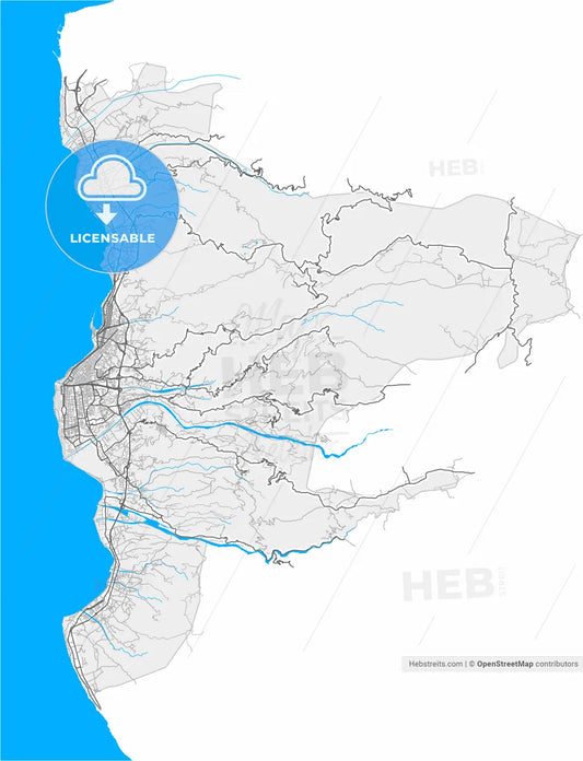Reggio Calabria, Calabria, Italy, high resolution vector map - Instant download PDF and JPG