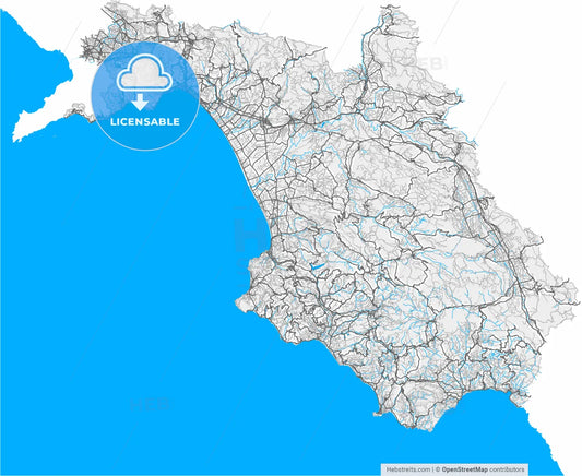 Salerno, Campania, Italy, high resolution vector map - Instant download PDF and JPG