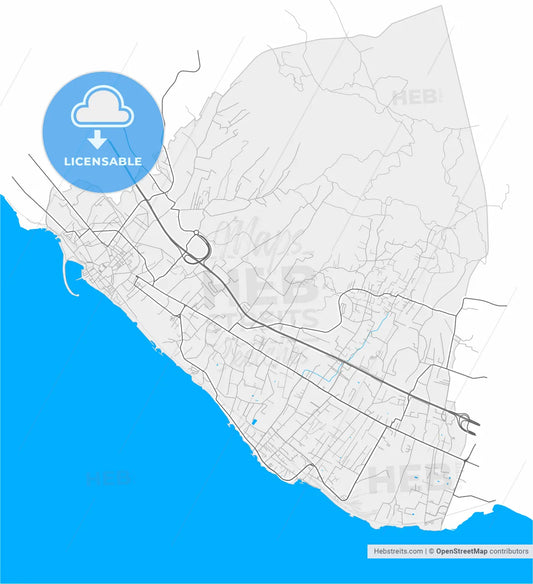 Torre del Greco, Campania, Italy, high resolution vector map - Instant download PDF and JPG