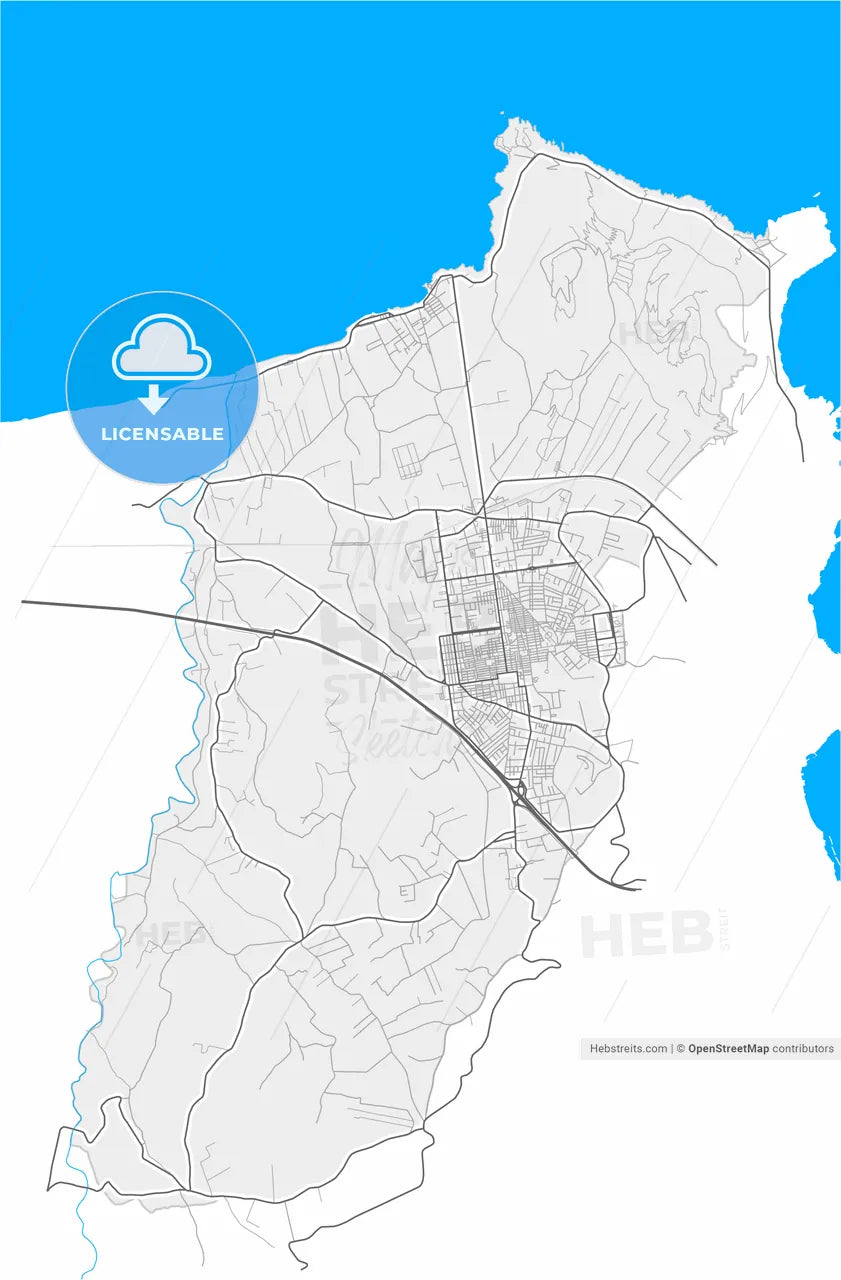 Bagheria, Sicily, Italy, high resolution vector map - Instant download PDF and JPG
