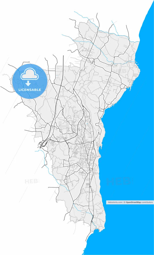 Acireale, Sicily, Italy, high resolution vector map - Instant download PDF and JPG