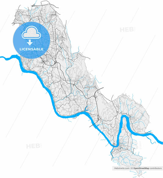 Gondomar, Porto, Portugal, high resolution vector map - Instant download PDF and JPG