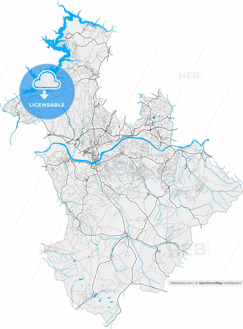 Abrantes, Santarém, Portugal, high resolution vector map - Instant download PDF and JPG
