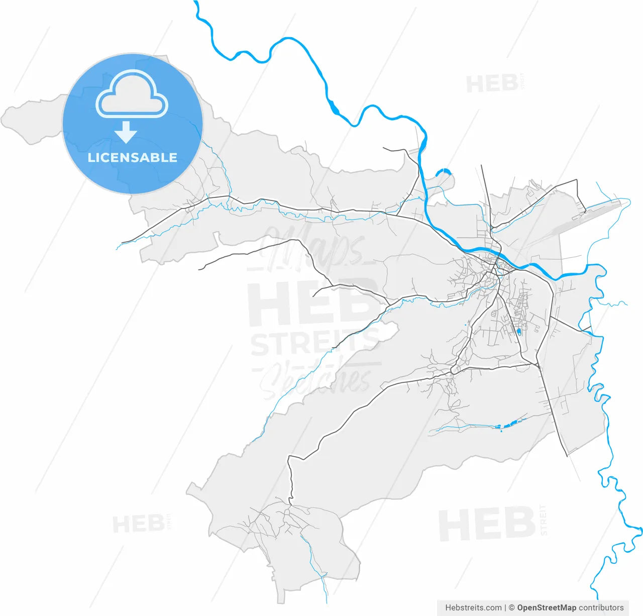 Dej, Cluj, Romania, high resolution vector map - Instant download PDF and JPG