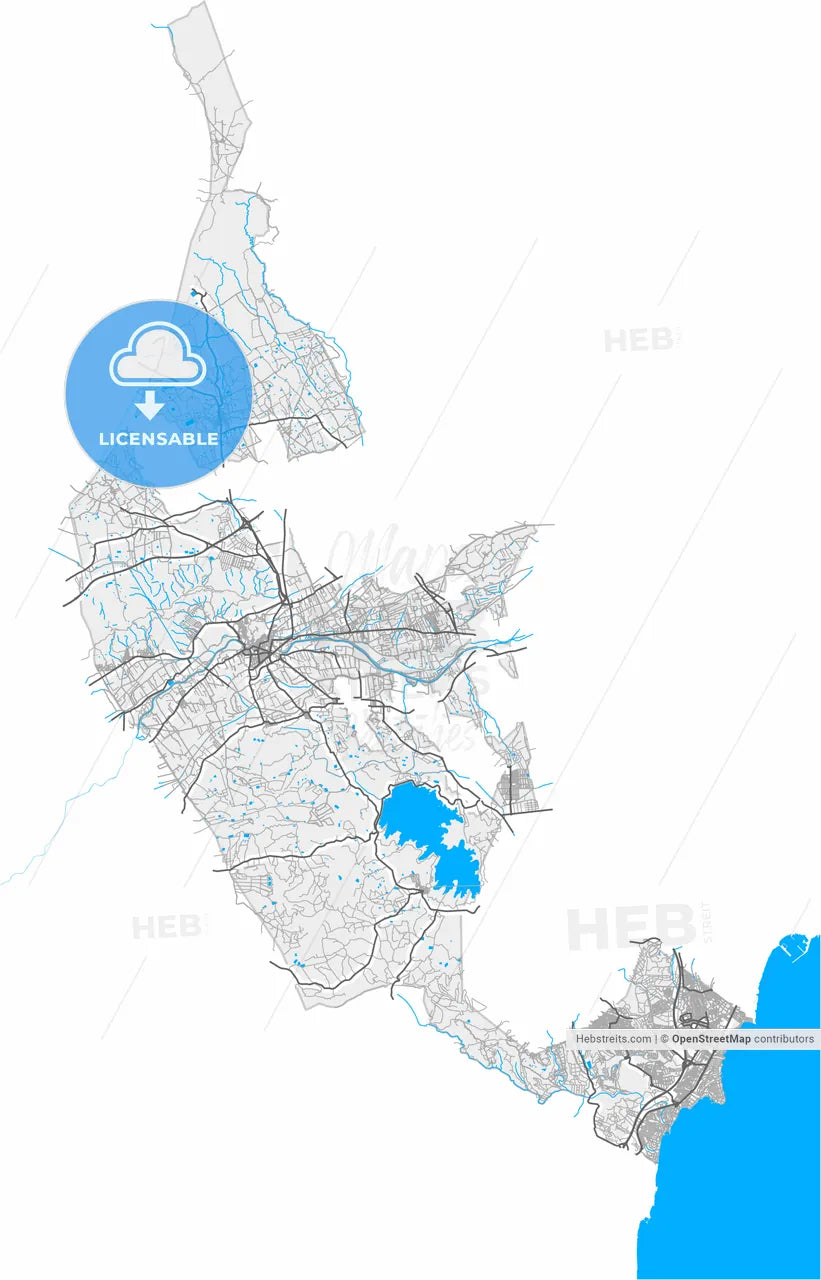 Orihuela, Alicante, Spain, high resolution vector map - Instant download PDF and JPG