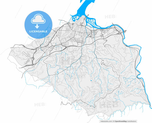 Irun, Gipuzkoa, Spain, high resolution vector map - Instant download PDF and JPG