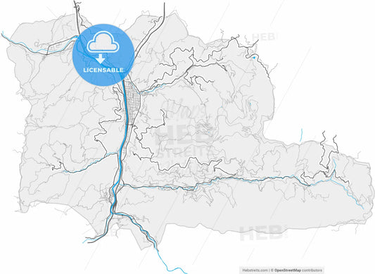 Mieres, Asturias, Spain, high resolution vector map - Instant download PDF and JPG