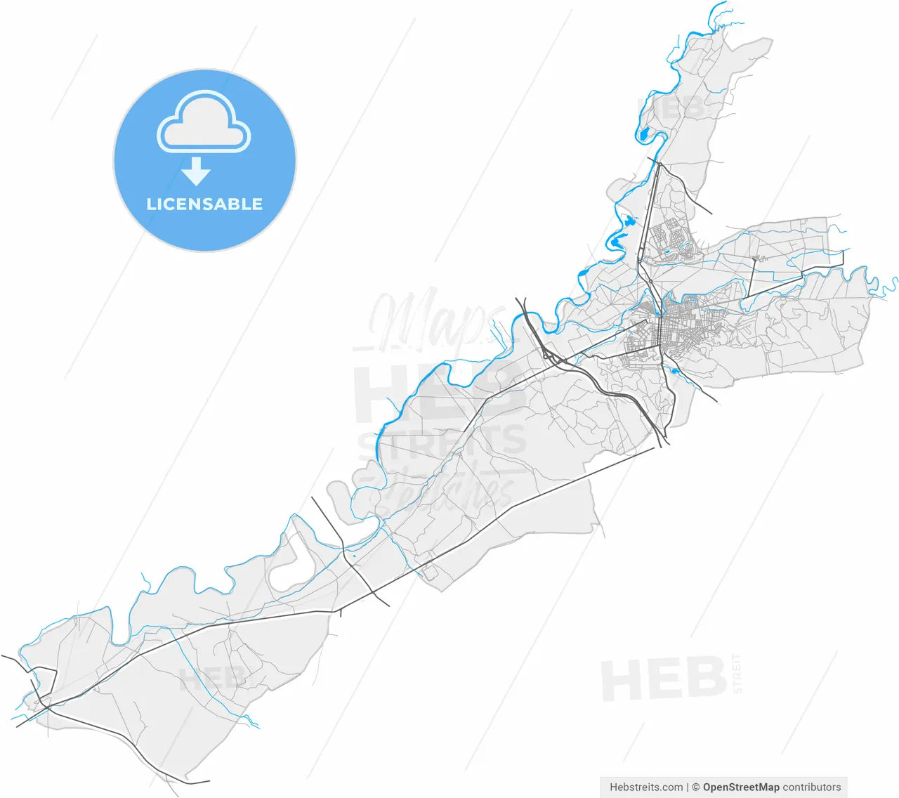 Aranjuez, Madrid, Spain, high resolution vector map - Instant download PDF and JPG