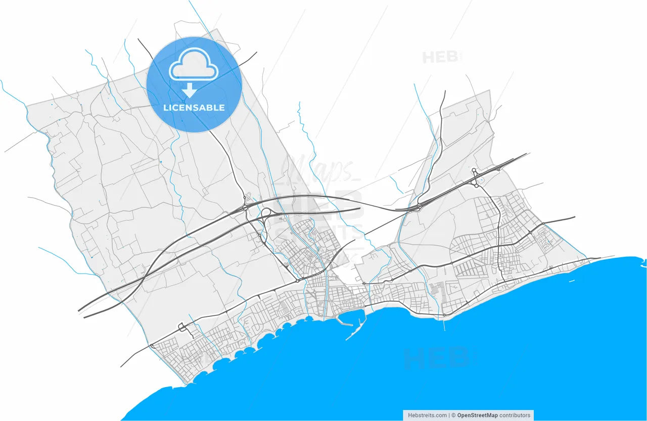 Cambrils, Tarragona, Spain, high resolution vector map - Instant download PDF and JPG