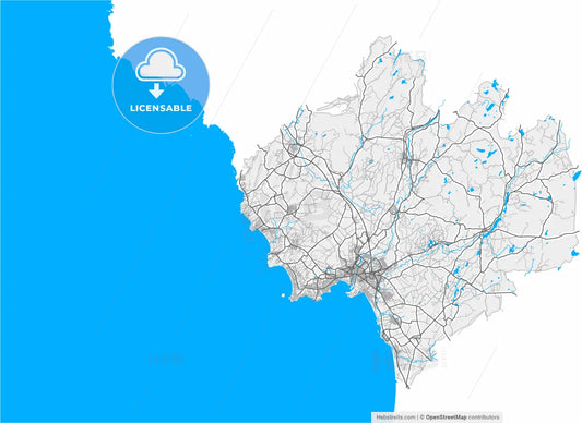 Halmstad, Sweden, high resolution vector map - Instant download PDF and JPG