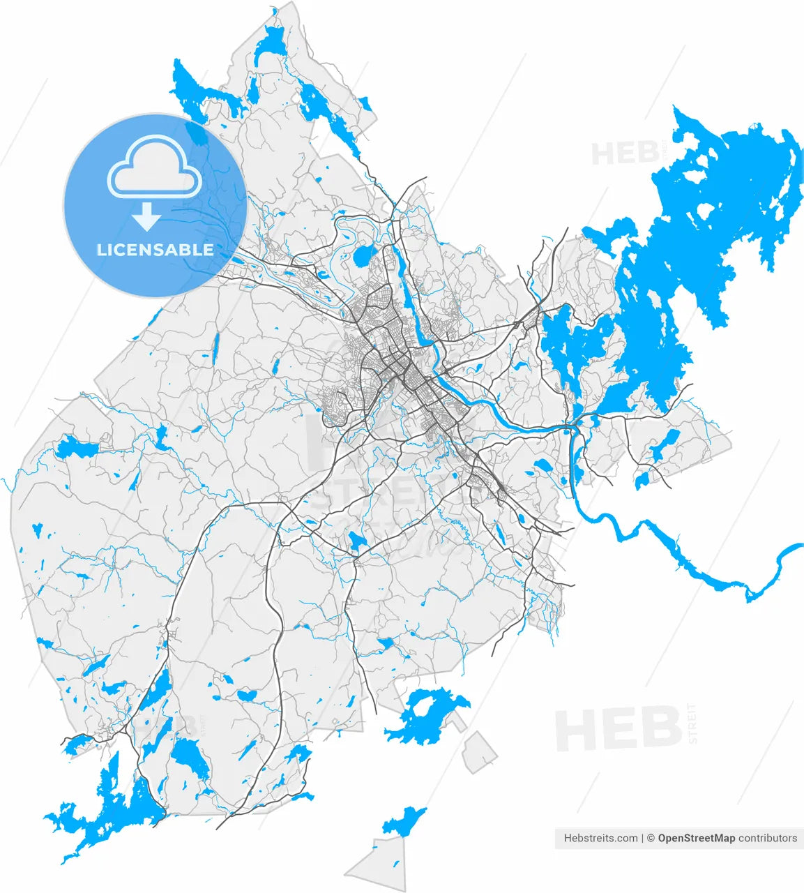 Borlänge, Sweden, high resolution vector map - Instant download PDF and JPG